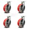 Service Caster 12 Inch Heavy Duty Red Poly on Cast Iron Swivel Caster Set with 2 Swivel Locks SCC-KP92S1230-PUR-RS-BSL-2-S-2 - alternate 1